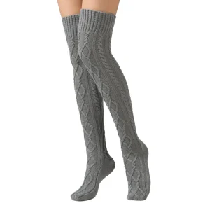 Knitted knee over foot warm leg socks knitted yarn warm knee pads double diamond shaped floor socks